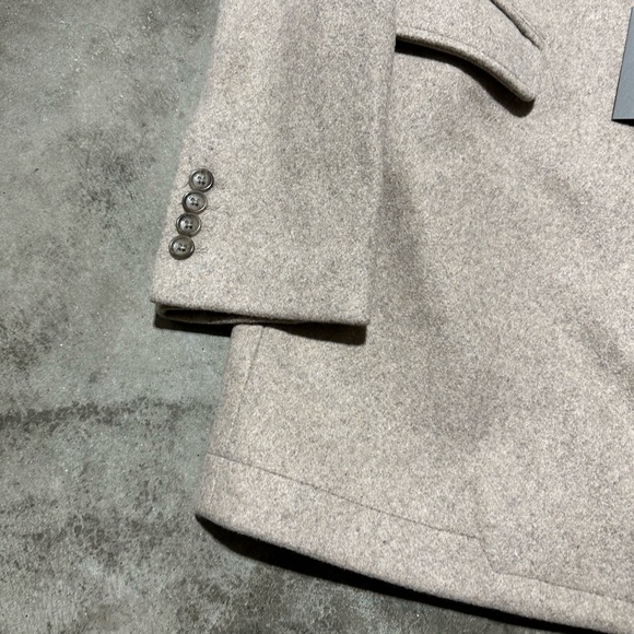 NWT Michael Kors  men’s top coat over car cream wool button stretch slim - Picture 2 of 7